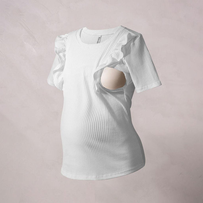 Blusa de Maternidad y Lactancia Volantes Rib - Ohmamá Ropa de Maternidad