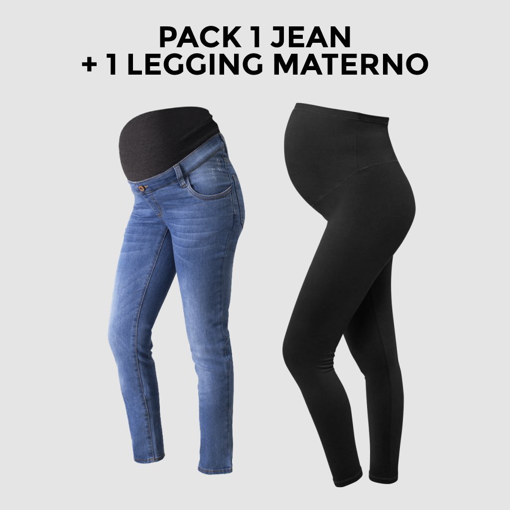 Pack Jean de Embarazo Olivia Claro + Leggins Premium Ohm - Ohmamá Ropa de Maternidad